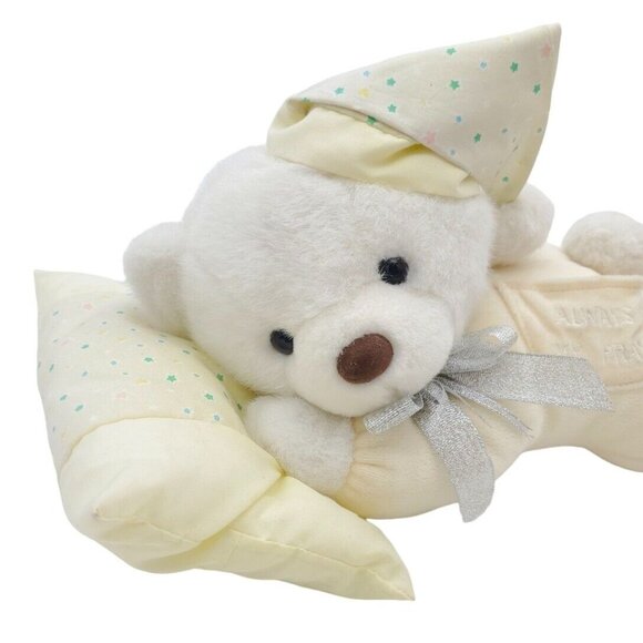 Ganz Sleeping Prayer Bear Yellow Pillow Plush EA7182 TALKS Sleeper Cap RARE Baby - Picture 2 of 13